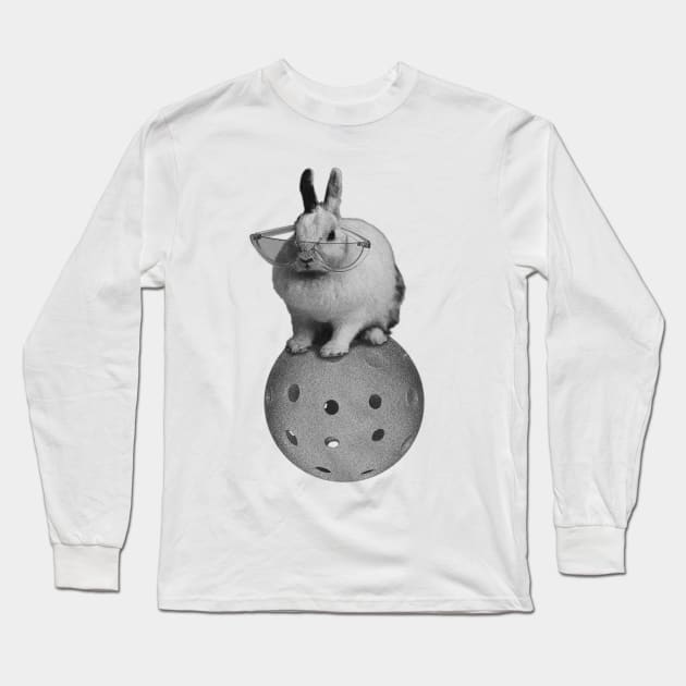 Bunny on a pickleball. Long Sleeve T-Shirt by picklesandpasta